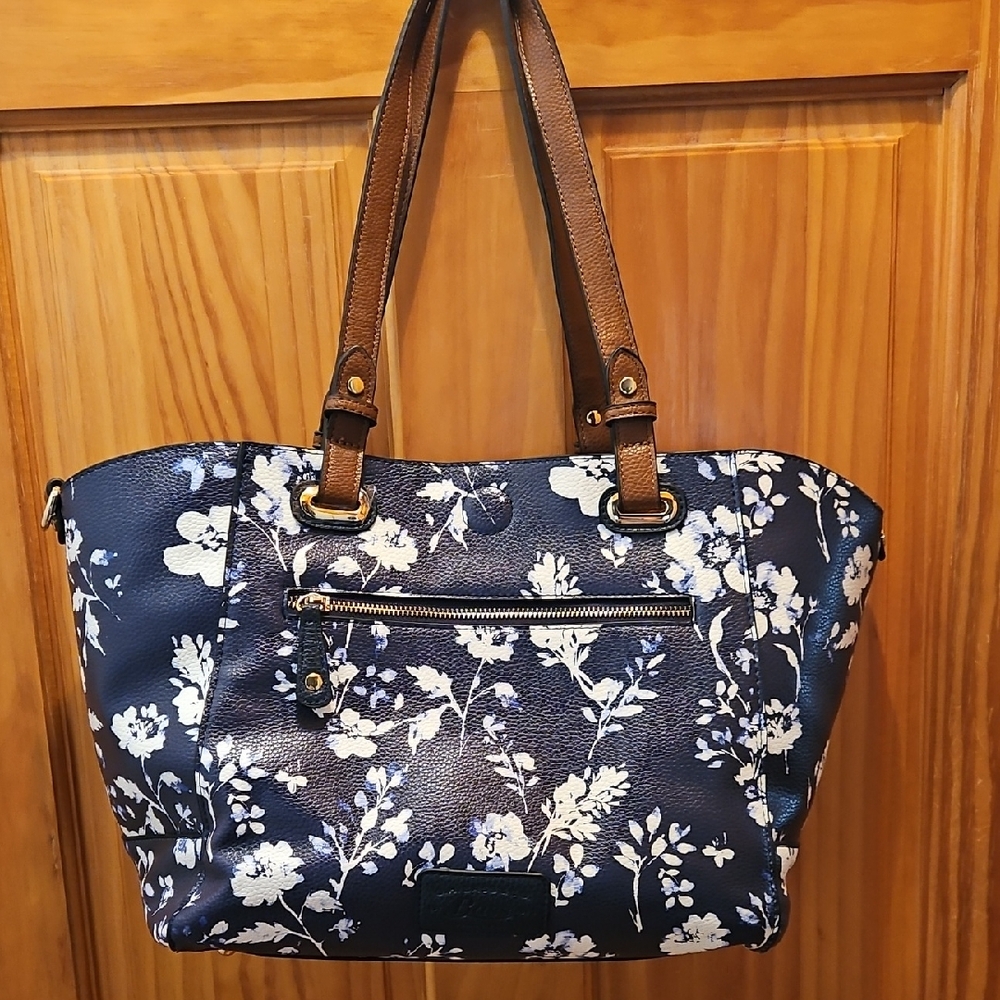 Bass Floral Navy Tote Bag